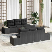 Set Divano da Giardino con cuscino 7 pcs Nero polyrattan 3347905