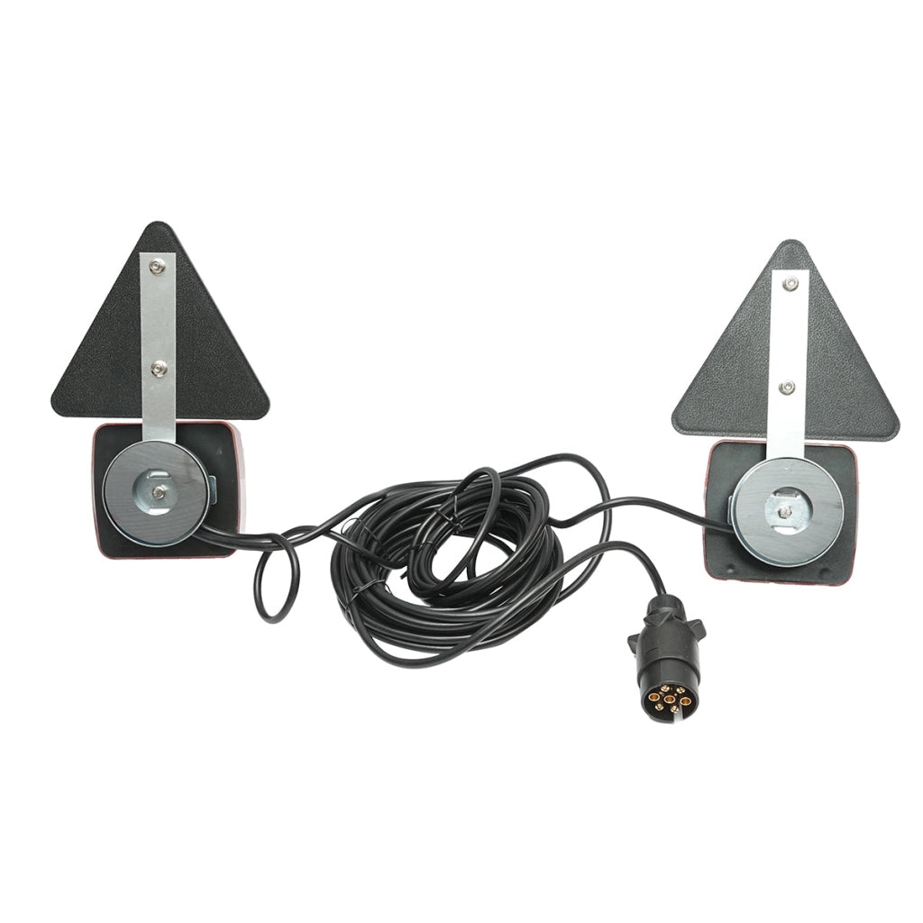 Set di luci magnetiche a LED per rimorchi con triangoli riflettenti, spina a 7 pin, cavo da 2,5 m, cavo spina = 7,5 m