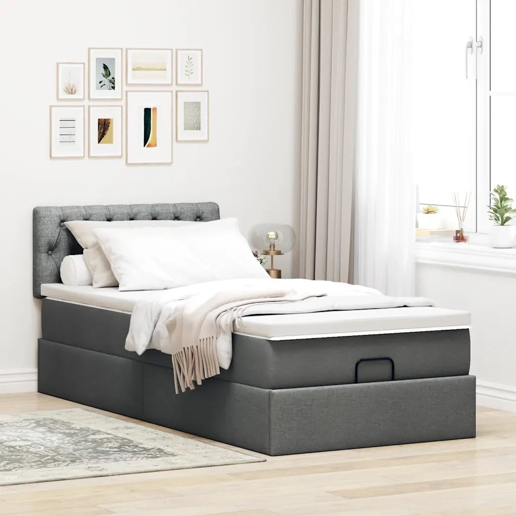 Struttura Letto Pouf con Materasso 90x190 cm in Tessuto 3312354