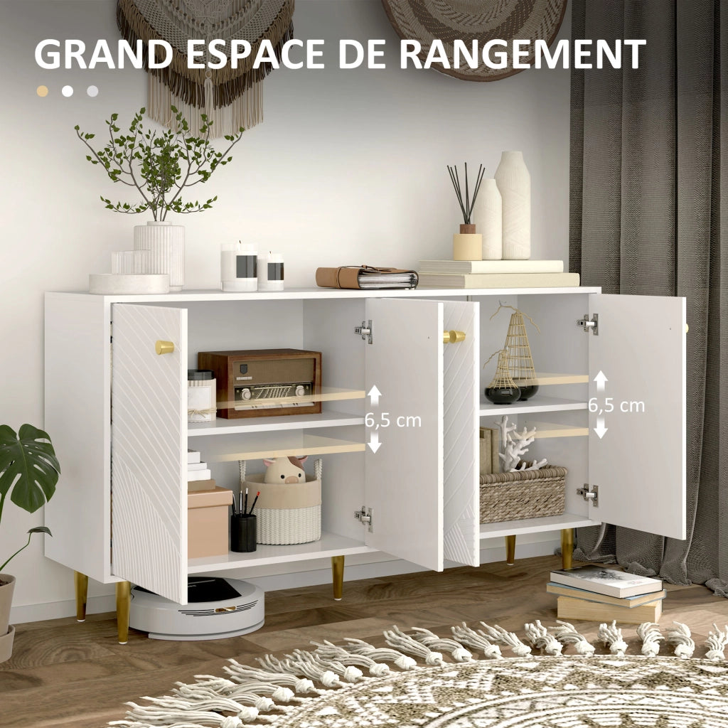 Armadio da soggiorno con ripiani regolabili e ante ¨C Zephmum ¨C Bianco 140x35x77.5 cm