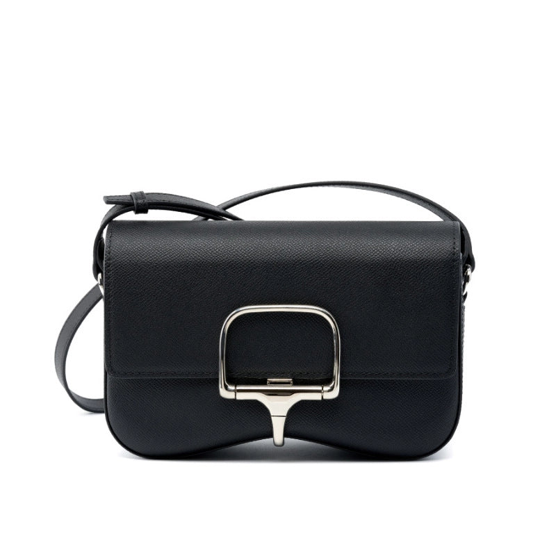 Borsa a tracolla Della da donna in vera pelle nera
