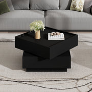 Tavolino basso modulare girevole a 360° con 2 cassetti e struttura in pannello nero 60 × 60 × 38 cm