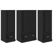 Credenza con cassetto 3 pz | Madia | Buffet da pranzo | Armadio da pranzo Rovere Nero Legno multistrato