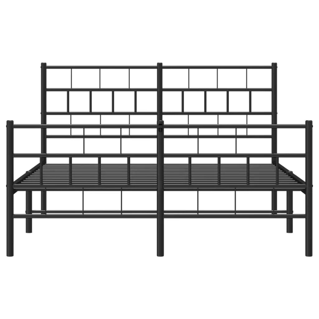 Giroletto con Testiera e Pediera Metallo Nero 120x190 cm 355674