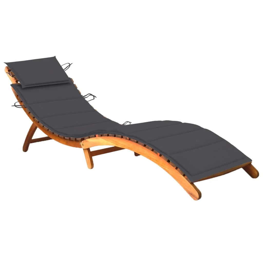 Sdraio sedia a sdraio lettino lettino da giardino terrazza mobili da esterno con cuscino legno massello di acacia 02_0012367