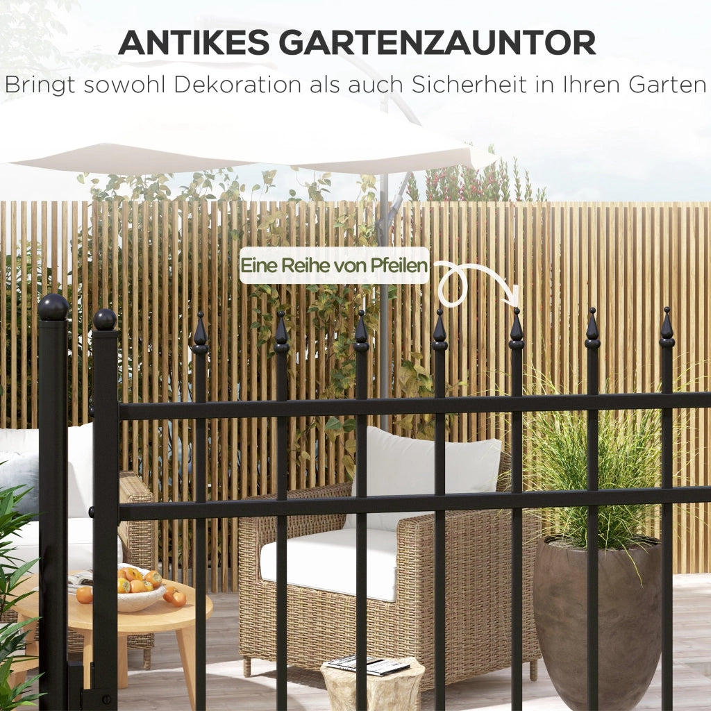 Cancello da Giardino con Serratura e Chiave ¨C Zephmum ¨C Acciaio Inox, Decorativo, 107x204cm, Nero
