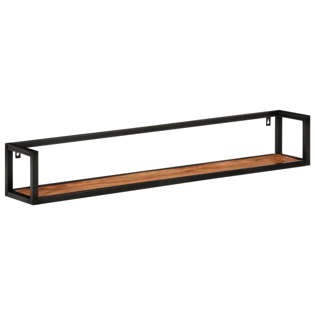 2 pz Mensole Parete | Mensola sospesa 110x17x17cm Legno Massello Acacia e Ferro