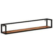 2 pz Mensole Parete | Mensola sospesa 110x17x17cm Legno Massello Acacia e Ferro