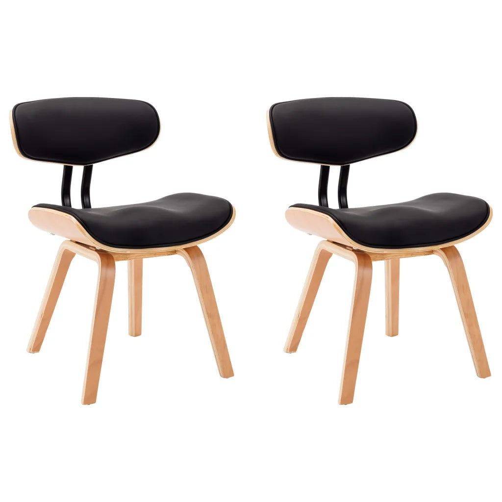 Sedie da Pranzo 2 pz Nere in Legno Piegato e Similpelle cod mxl 23914