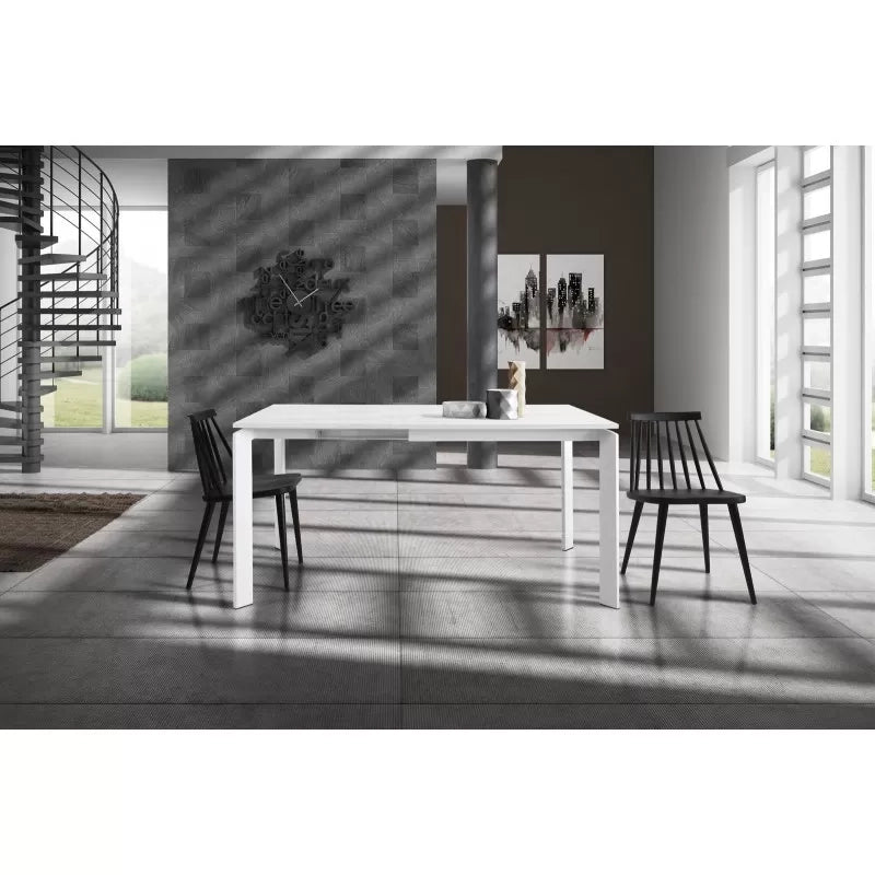 Tavolo moderno allungabile bianco frassinato 90x90x78h (833) - Mobili 2G