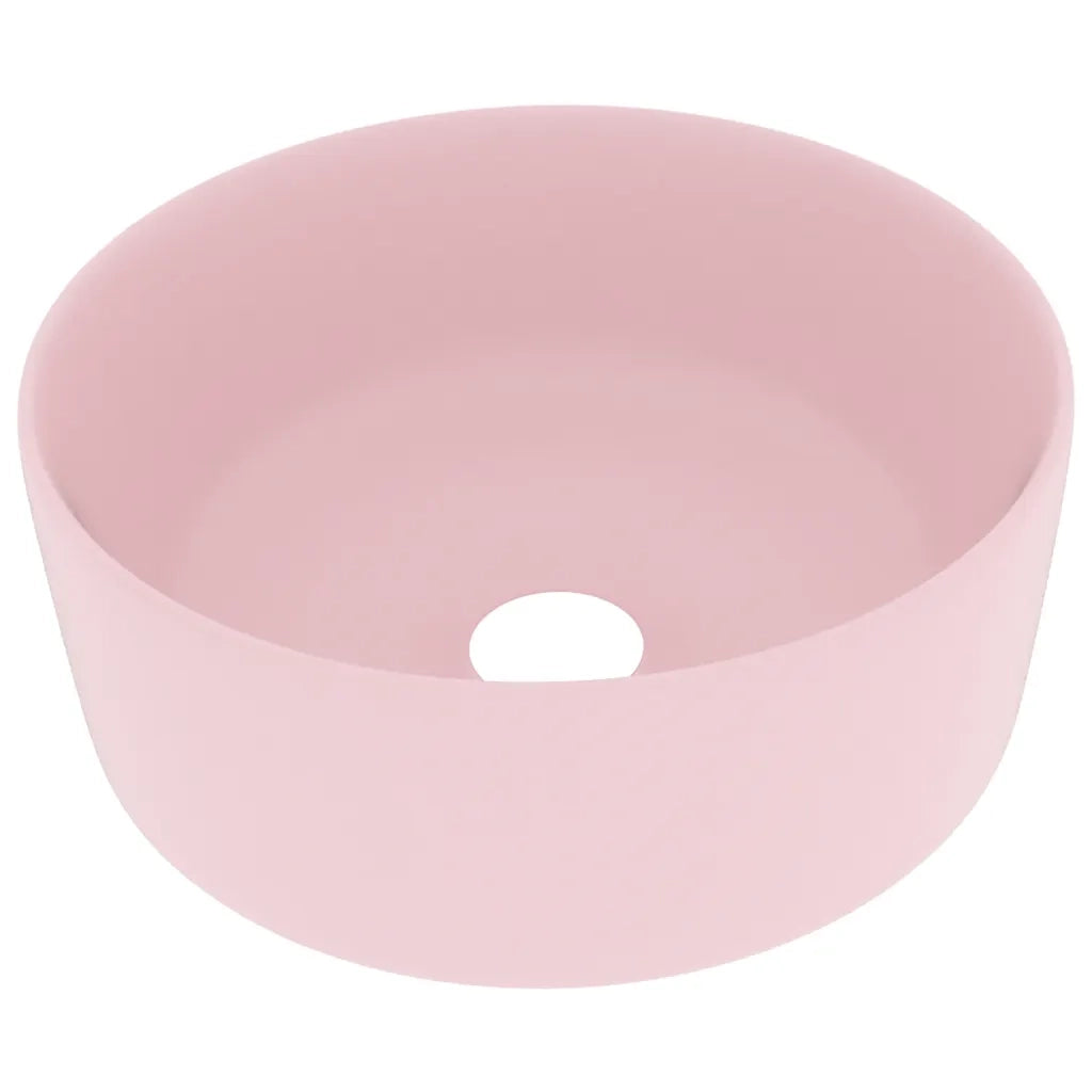 Lavandino Lusso Rotondo Rosa Opaco 40x15 cm in Ceramica 147010