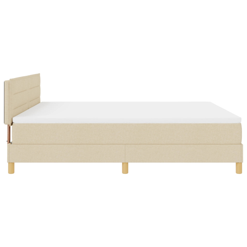 Letto con Box Spring con Materasso & LED Panna 180x200 cm Tessuto
