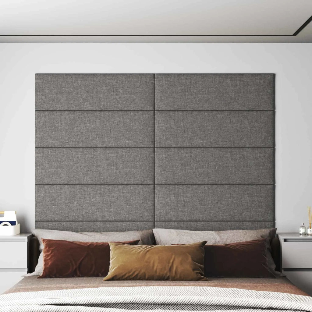 Testiera da Parete 12 pcs Grigio chiaro 90 x 30 cm Tessuto 4008367