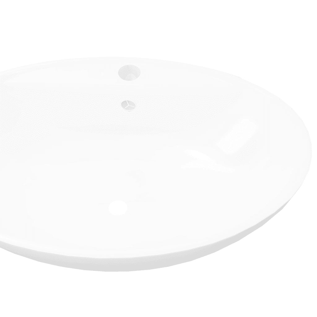 Lavabo Ceramica Lusso Ovale Foro di Scarico e Foro Rubinetto 140678