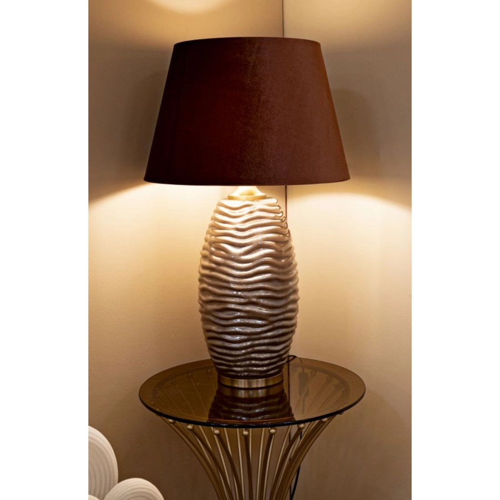 Lampada da Tavolo VKH734, Marrone, Vetro, 79x45,5x45,5 cm