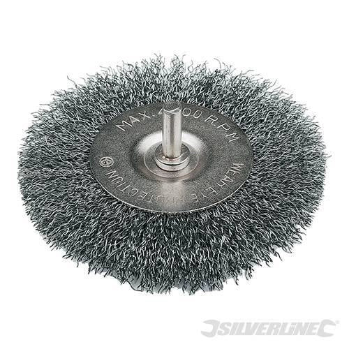 Spazzola rotante a filo ondulato alta resistenza 100mm per trapani Silverline