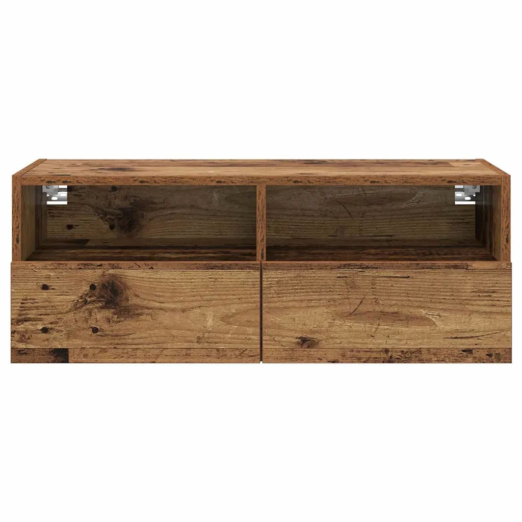 Mobiletti TV da Parete 2 pz-Set di 2 Credenza per TV sospesa Legno vecchio 80 x 30 x 30 cm
