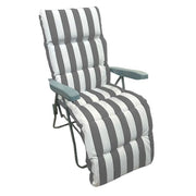 Trade Shop - Sedia A Sdraio Con Cuscino Imbottito A Righe Bianca Grigia 73x60x102 Cm Poltrona 512003 -