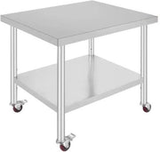 Tavolo di lavoro commerciale cucina - Estensibile Argento - RVS - 95x61 CM