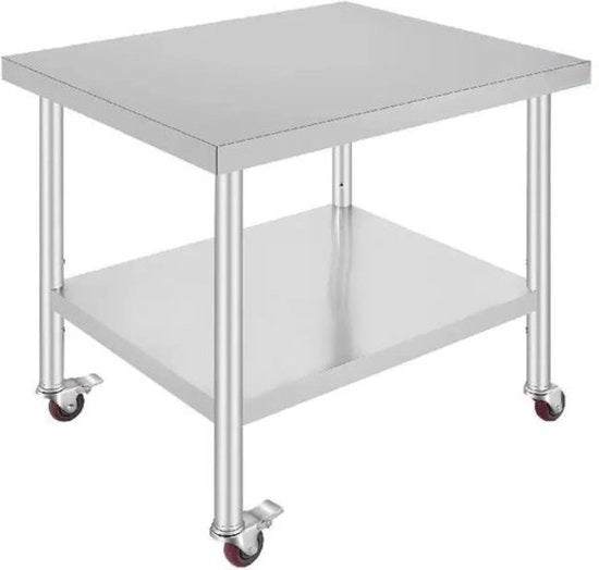 Tavolo di lavoro commerciale cucina - Estensibile Argento - RVS - 95x61 CM
