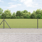 Recinzione in Rete Saldata con 13 Pali Flangiati Grigio 0.5x50 m Acciaio