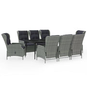 Set da pranzo da giardino per esterni da 9 pezzi mobili grigio chiaro 02_0014093