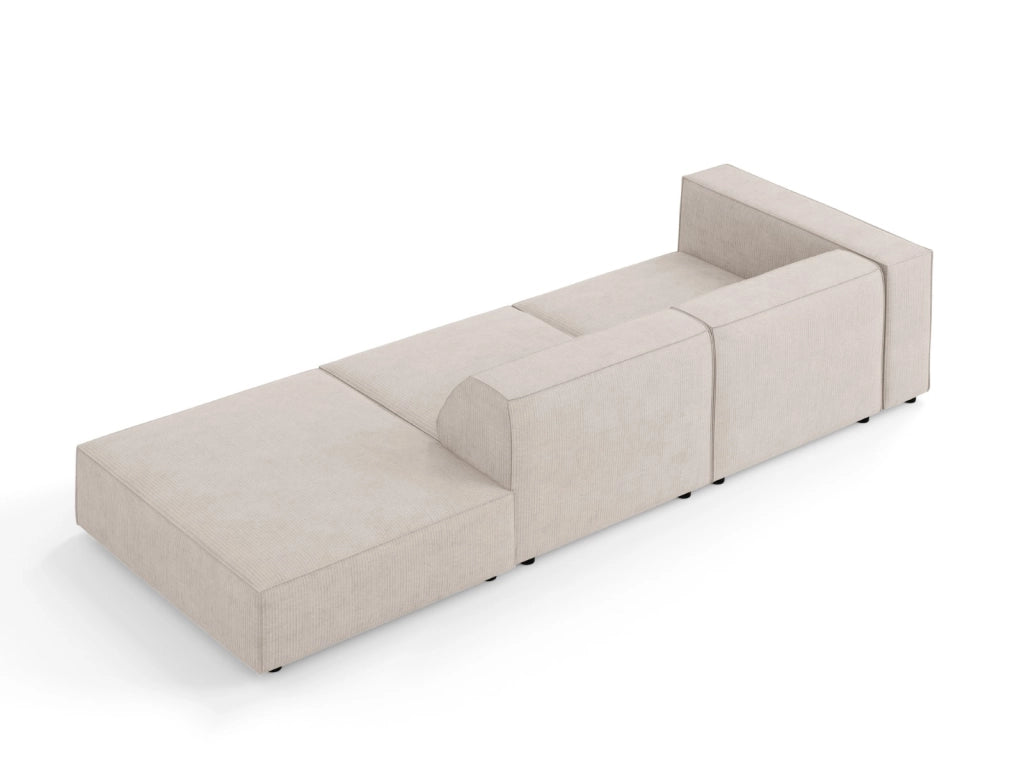 Cosmopolitan Design - Divano destro "Arendal" 4 posti in ciniglia con effetto a coste beige scuro 