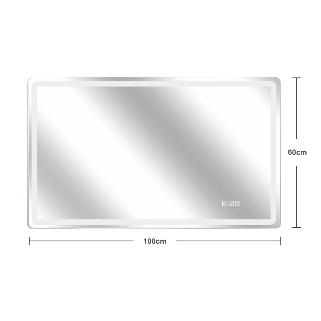 Specchio LED da bagno 60x100 cm senza cornice, 3 tonalità luce, dimmerabile, antiappannamento, IP44