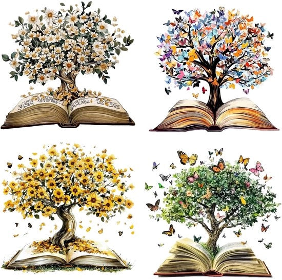 4 Stuks Sticker per Finestra Decorativo con Fiori e Farfalle 16cm