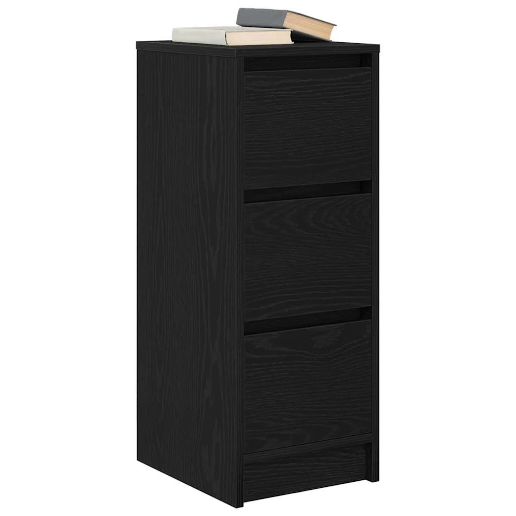 Credenza Rovere Nero 29,5x34x76 cm in Legno Multistrato 861635