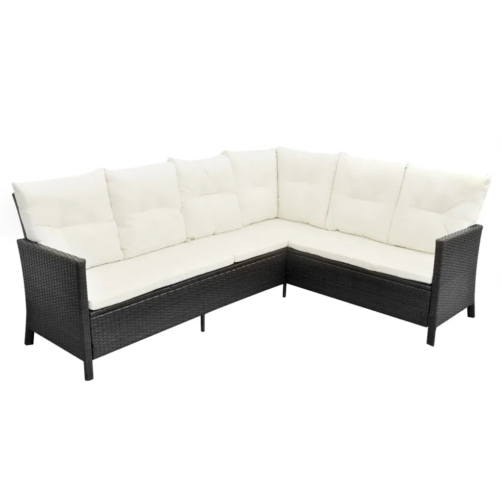 Set Divani da Giardino 4 pz con Cuscini in Polyrattan Nero 43096