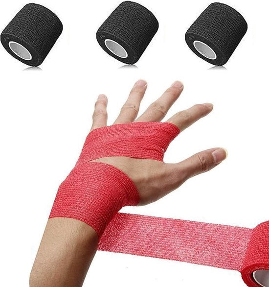3 pezzi 450 cm Nastro adesivo sportivo nero - Bende - Plaster - Nastro adesivo - Adatto per distorsioni e gonfiori di un solo dito e gonfiori in uomo e animale (10cm x 4.5m) - nero-10cmx4.5m