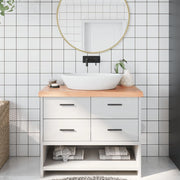 Piano Bagno Marrone 100x40x(2-6) cm Legno Massello Trattatocod mxl 119851