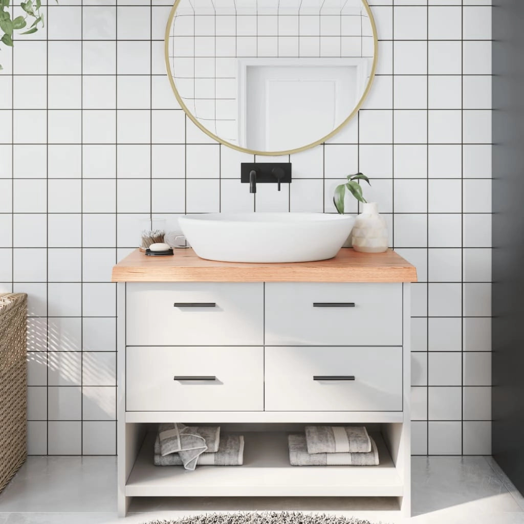 Piano Bagno Marrone 100x40x(2-6) cm Legno Massello Trattatocod mxl 119851