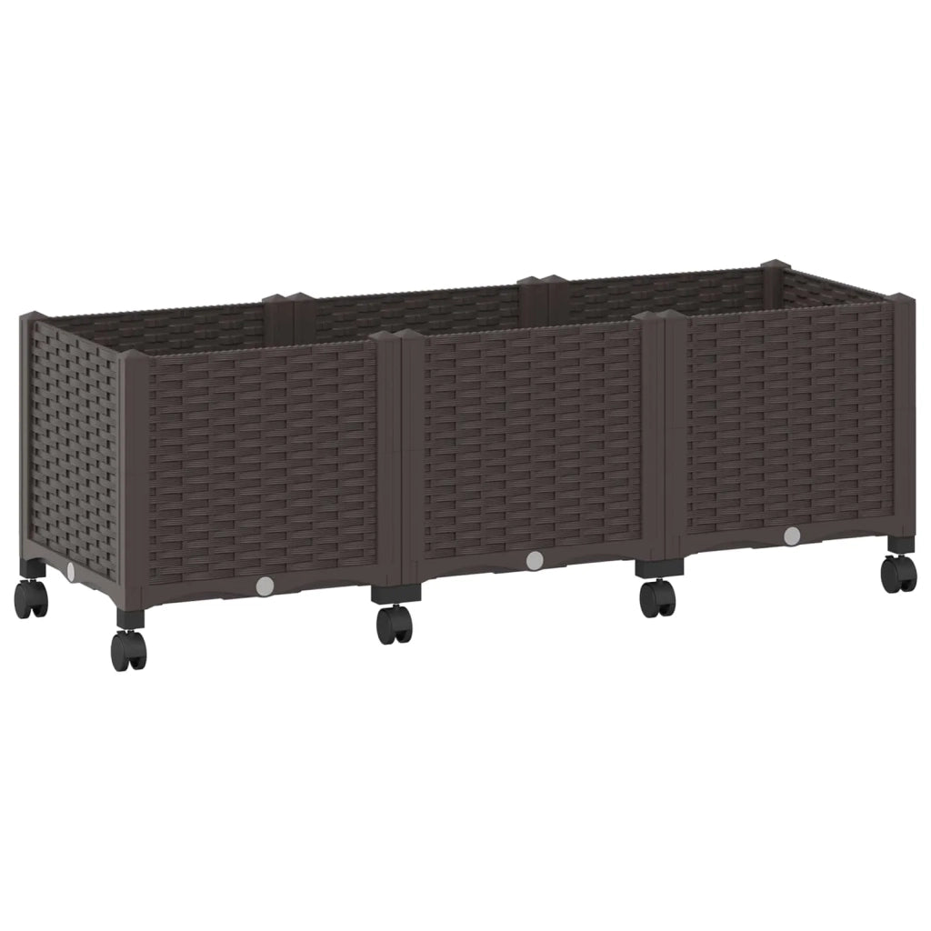 Vaso da Giardino con Ruote Marrone 120 x 40 x 44 cm PP 3423046