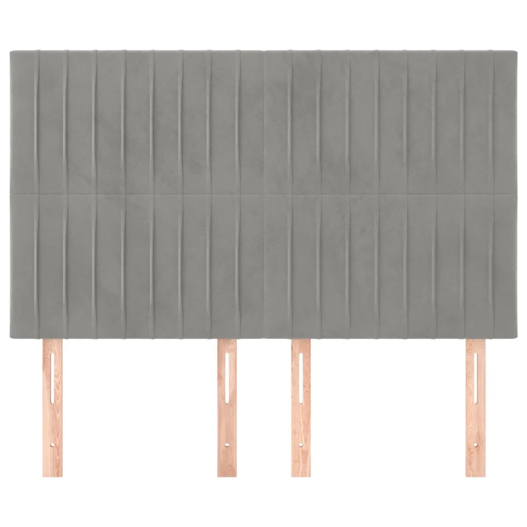 Testiere 4 pz Grigio Chiaro 72x5x78/88 cm in Velluto