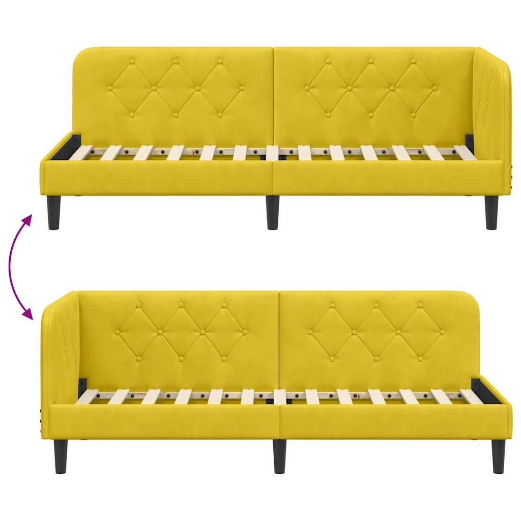 Letto singolo | Letto per adulti | Cornice del letto ad angolo Giallo 80 x 200 cm Velluto