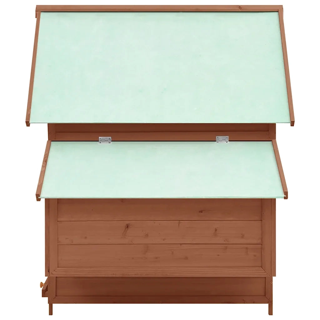 Pollaio Moka e Bianco 150x96x110 cm Legno Massello di Abete 171461