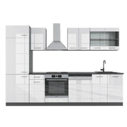 Vicco Cucina componibile Bianco lucido/antracite 300 cm senza piano di lavoro