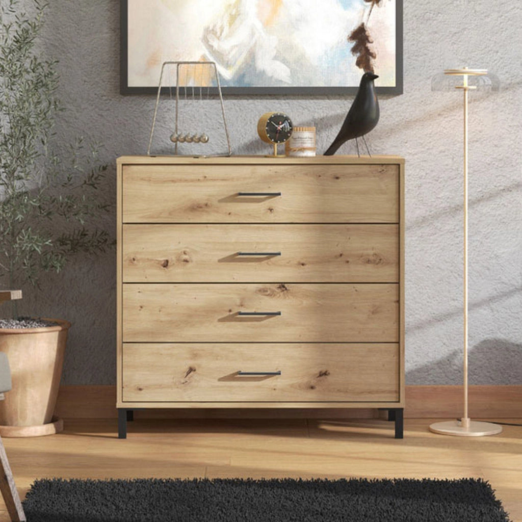 Vidor, Cassettiera 4 Cassetti, 93x40x90h cm Marrone Rovere Nodi