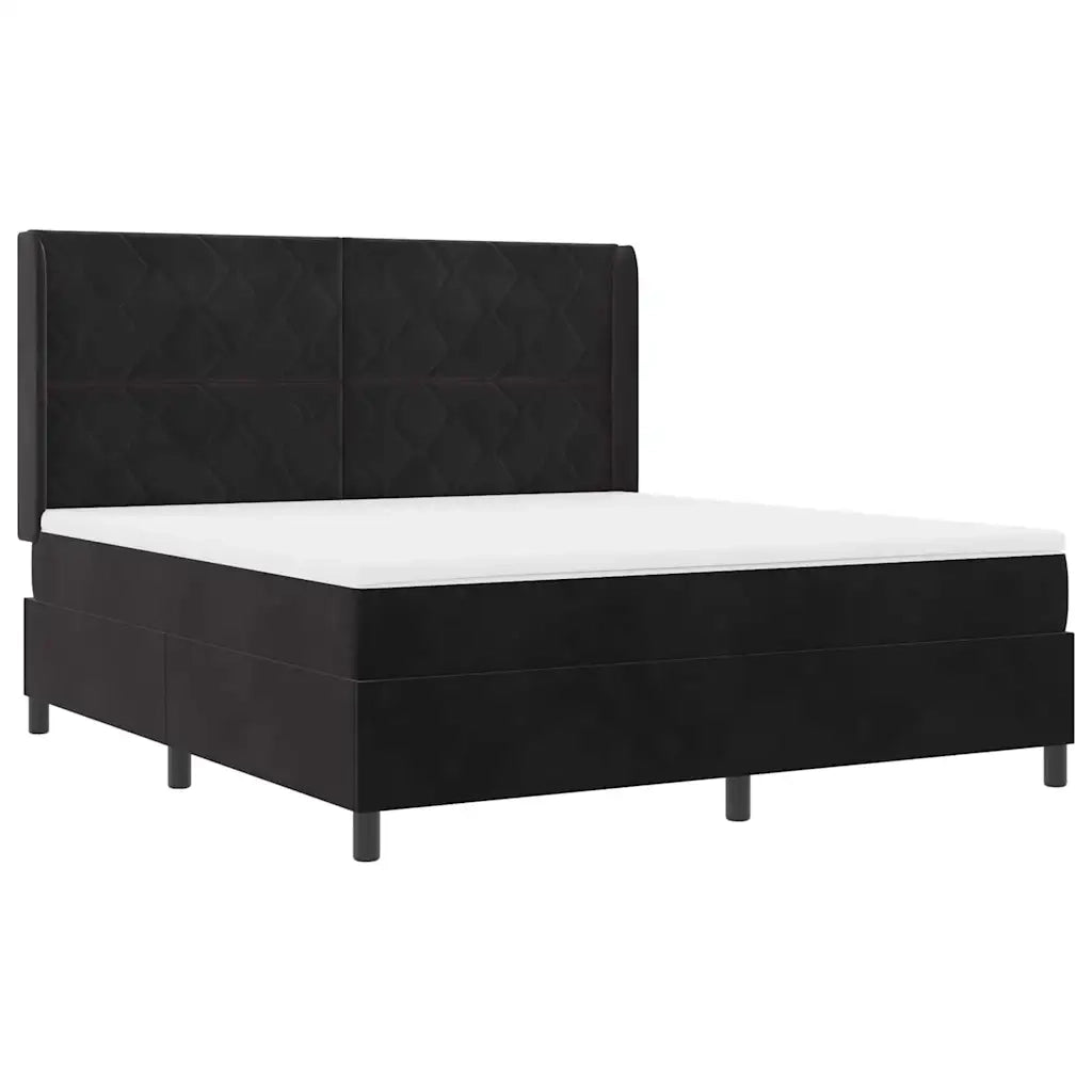 Letto a molle con materasso Nero 180 x 200 cm Velluto 3342076