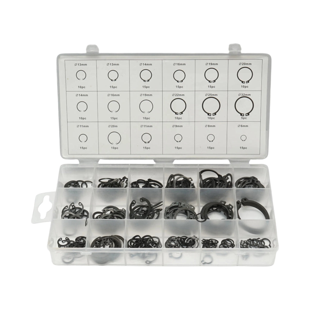 Set anelli di sicurezza Seeger interni ed esterni 6–32 mm, 225 pezzi