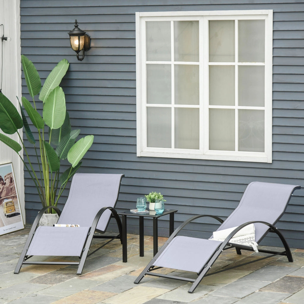 Set 2 Poltrone Relax con Tavolino ¨C zephmum ¨C Grigio, PolyRattan, 59x169x66 cm