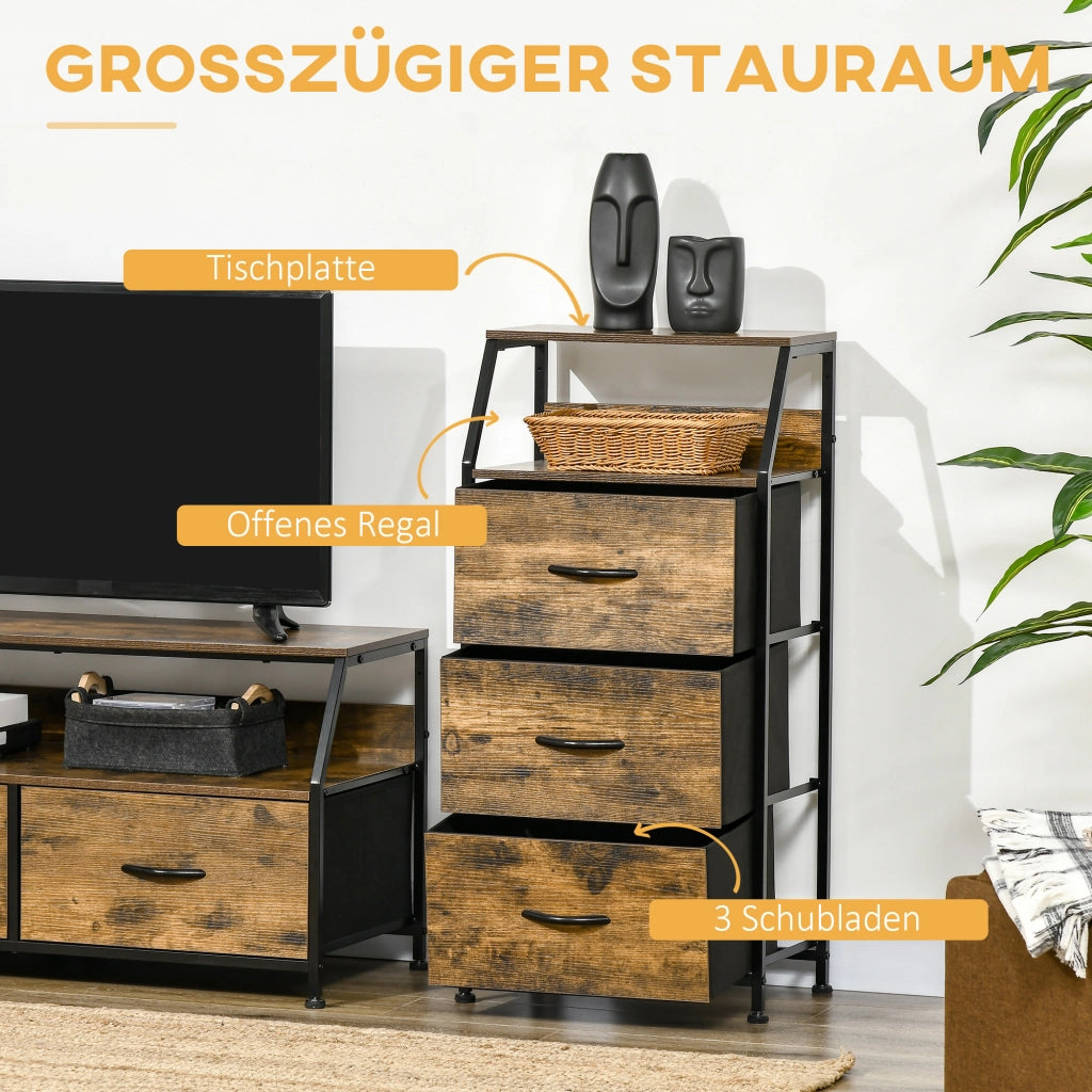 Cassettiera con cassetti in tessuto ¨C Xylo ¨C struttura in metallo, ripiani in MDF, marrone