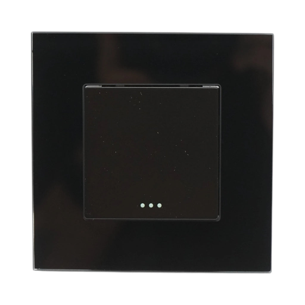 Interruttore da incasso per scale nero 220V, 16AX, spia luminosa, cornice in vetro 86x86x34mm