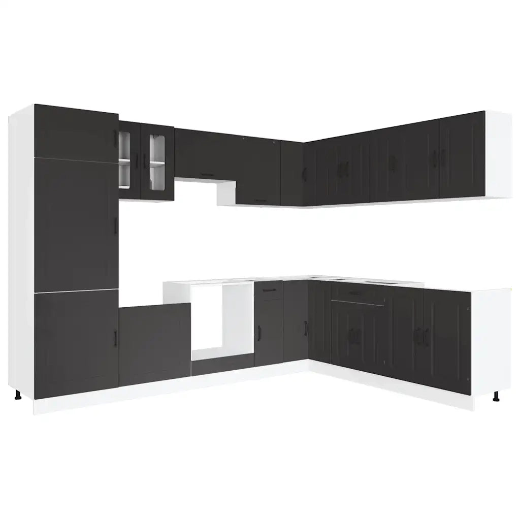 Set Mobili da Cucina 14 pz Kalmar Neri Legno Multistrato 3314972