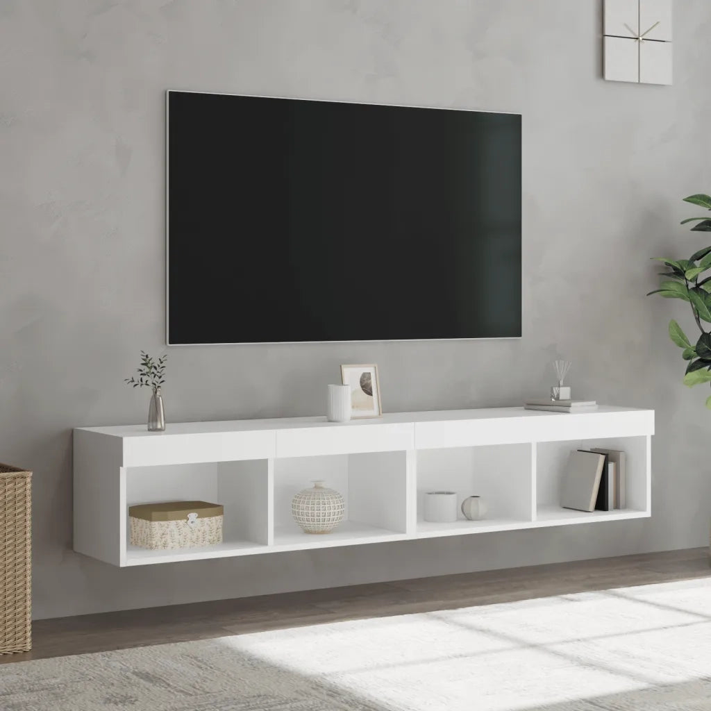 Mobili Porta TV con Luci LED 2 pz-Set di 2 Credenza per TV Bianchi 80x30x30 cm