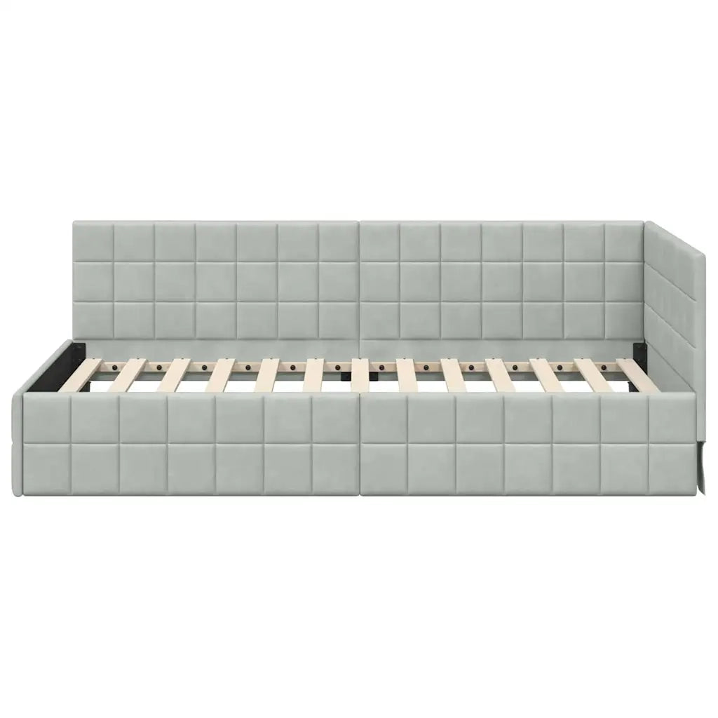 Cornice del letto ad angolo Grigio chiaro 100 cm x 200 cm