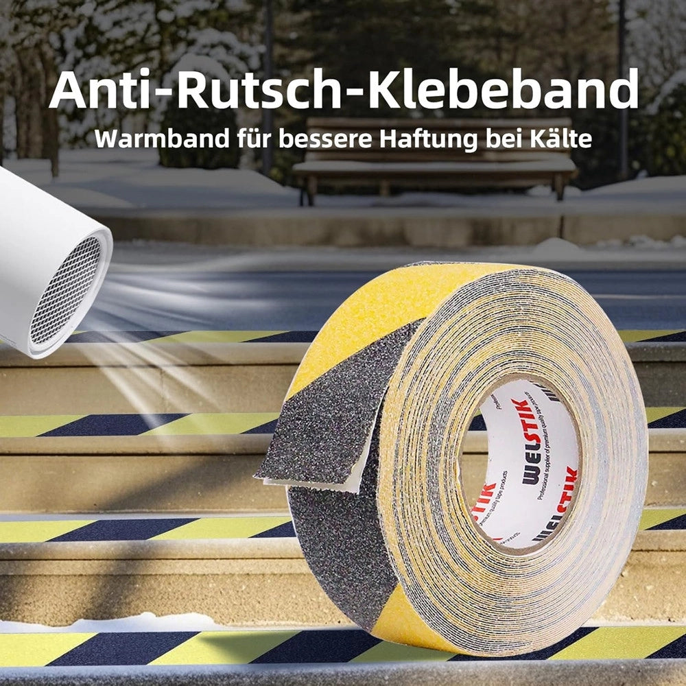 Trade Shop - Nastro Antiscivolo Alta Resistenza Sicurezza Antiattrito Battistrada 2,5cmx5mt Nero/giallo -