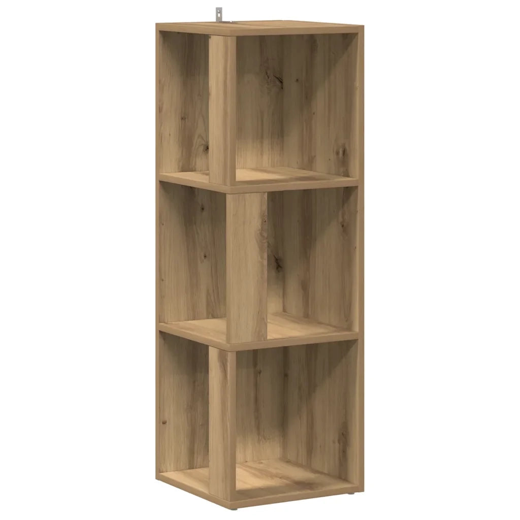 Mobile angolare classico in legno composito 33 x 33 x 100 cm soluzione compatta per riporre oggetti ideale per il soggiorno in legno di rovere lavorato a mano 02_0050929